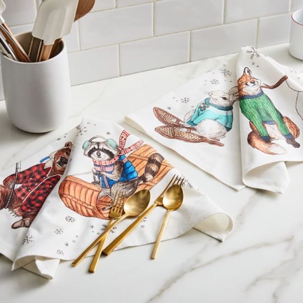 West Elm Dapper Animal Tea Towel Set of 2
